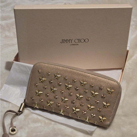 Jimmy Choo Handbags - Jimmy Choo Star Studded Wallet Rose Gold Pink with Box